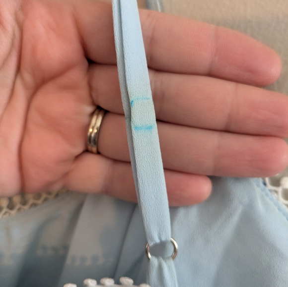 Adelyn Rae Floral Embroidered Lace Midi Dress Size L Blue/White - Picture 4 of 8